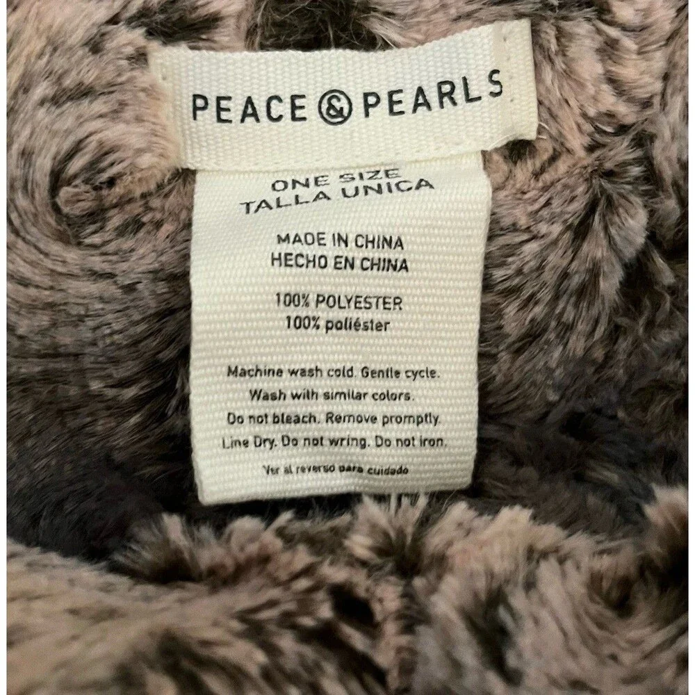 Peace & Pearls Faux Fur Infinity Scary Shoulder Wrap Gray Brown One Size